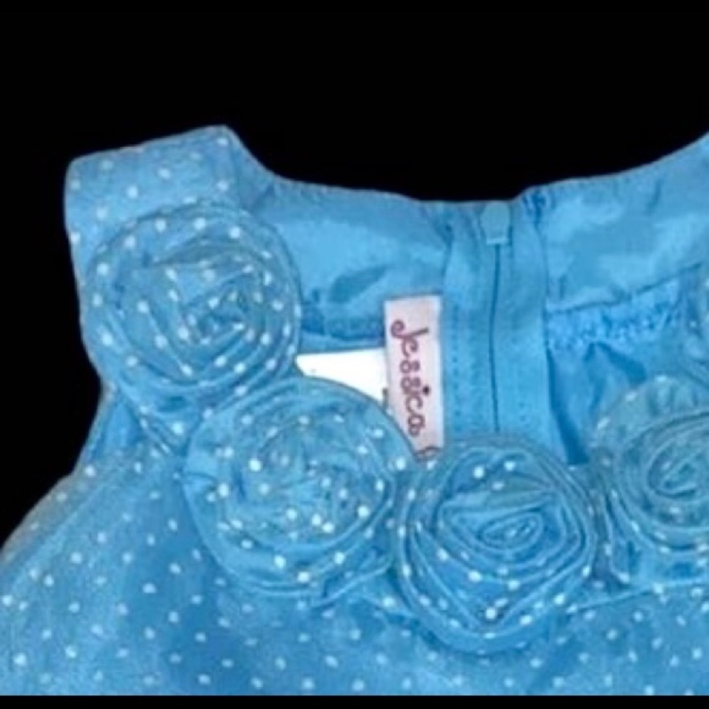 SALE! Toddler 18m Sundress Aqua Polka Dot Flowers
